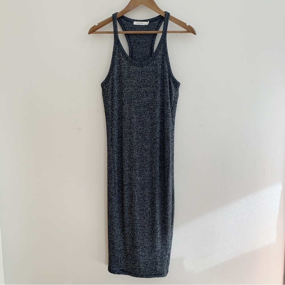 Rag & Bone Black Heather Midi Bodycon Knit Tank Dress Small